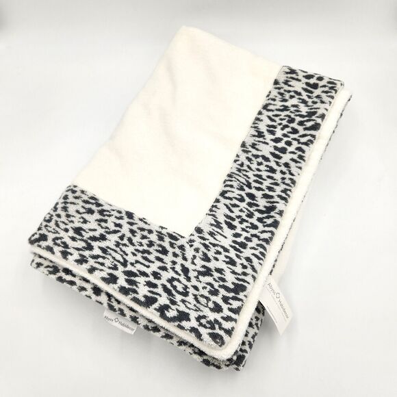 Abyss White Leopard Print Luxury Cotton Portozimbia Large Beach Towel 39x78 - Picture 2 of 6